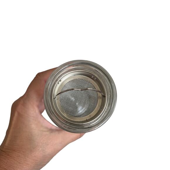 Starbucks 2010 Tazo Tea 10 oz. Glass Infuser Tumbler Silver Leaf Detail NWOT - Picture 6 of 7